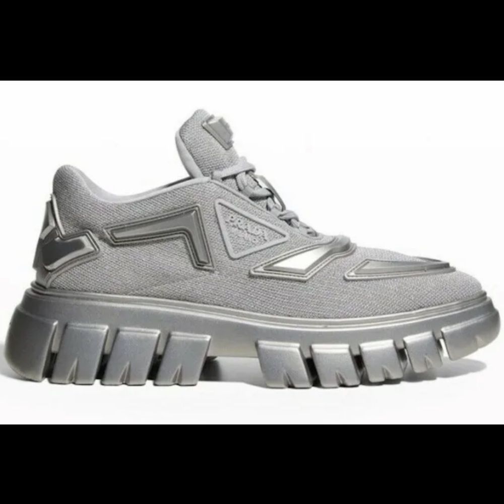 Nwob. Prada Evolution Tech Sneakers Silver And Gr… - image 3